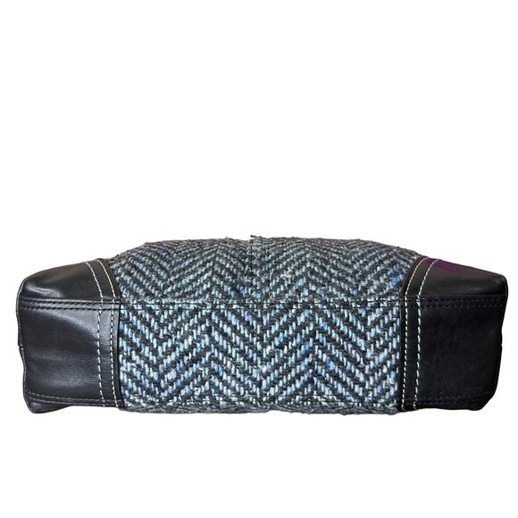 Y2K COACH Blue Wool Baguette Mini Purse Shoulder Bag - Picture 3 of 8